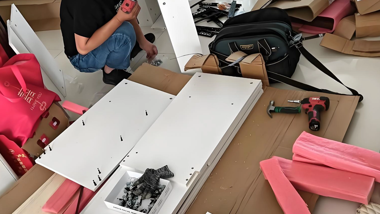 Image placeholder: furniture assembly process